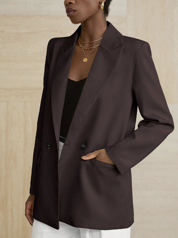 Blazer Feminino Clássico de Botão Duplo